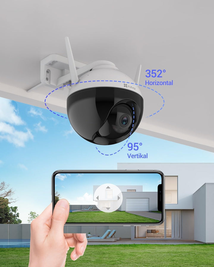 EZVIZ 1080P WLAN IP Kamera, Überwachungskamera mit 30 Meter Farbnachtsicht, KI Personenerkennung, Ak