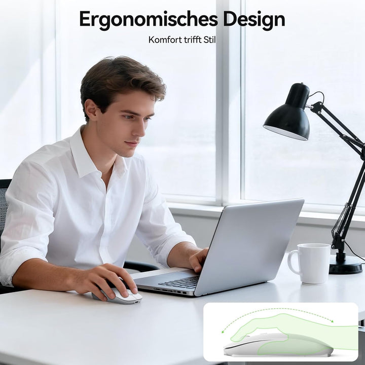 TECKNET Bluetooth Maus, Kabellose Maus mit 4800/3200/2400/1600/1200/800 einstellbare DPI, 2.4G USB F