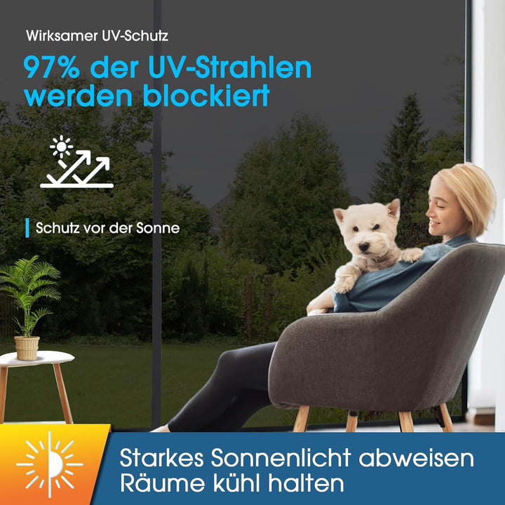 Lifetree Fensterfolie Spiegelfolie Wärmereflektion Selbstklebend Sonnenschutzfolie Wärmegrad Kontrol