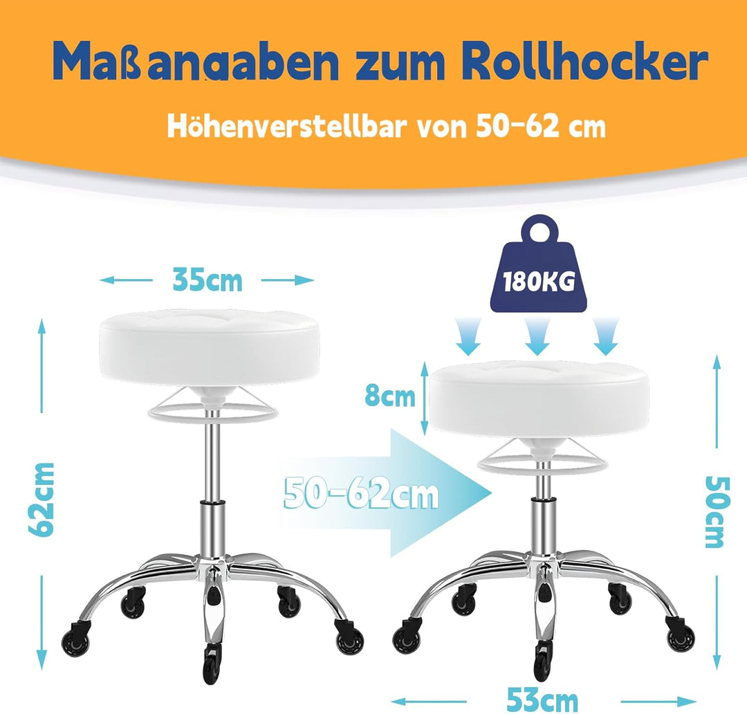 Rollhocker，Hocker höhenverstellbar mit ringheber，Dicker Schaumstoff für weichen Komfort，Stuhl mit Ro