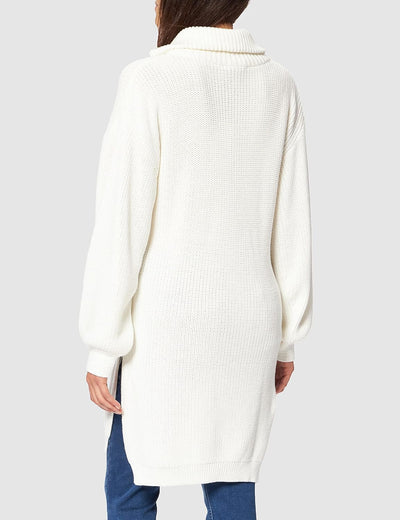NA-KD Damen Side Slit Knitted Sweater Pullover XL Gebrochenes Weiss, XL Gebrochenes Weiss