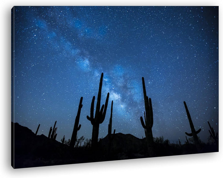 atemberaubender Sternenhimmel in der Wüste Format: 80x60 als Leinwandbild, Motiv fertig gerahmt auf