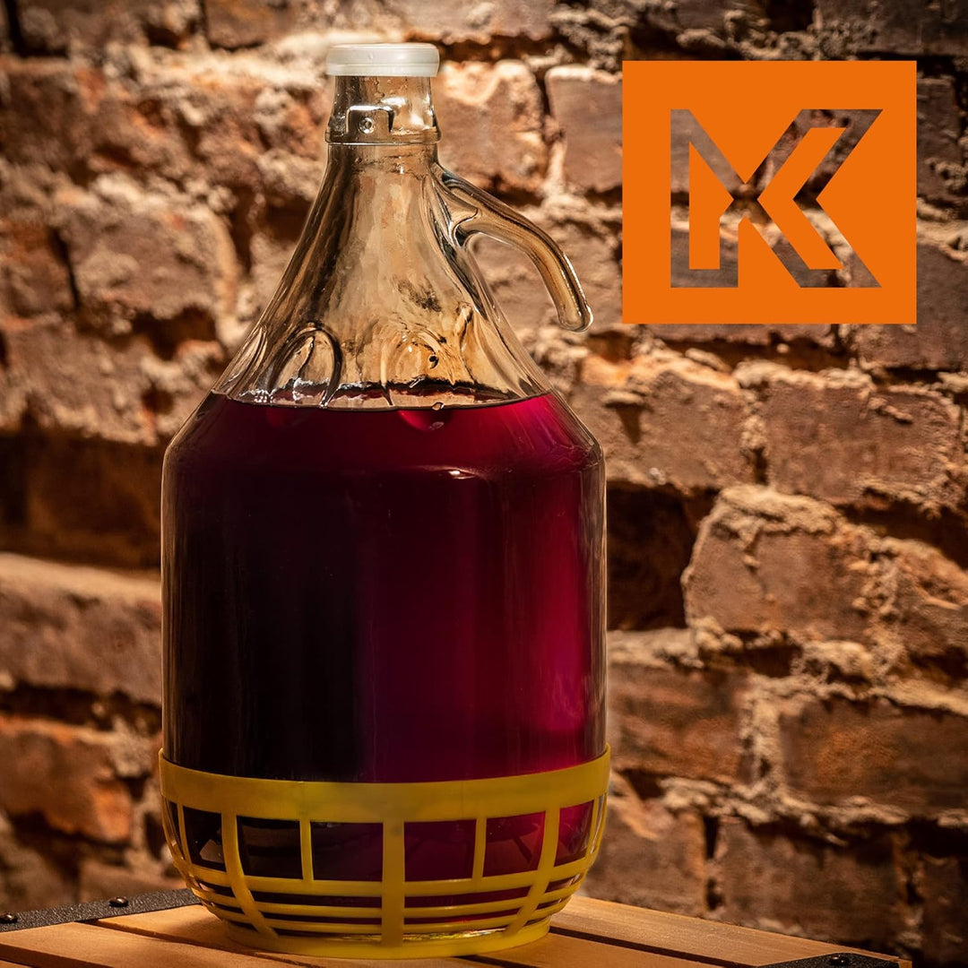 KADAX Weinballon 5L, Glasballon für Wein 2 stück, Weinfass aus glas, Gärballon, Fass für Wein aus Gl