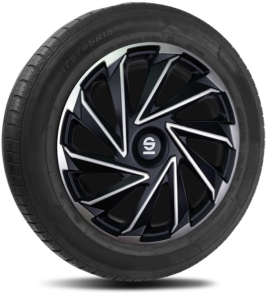 SPARCO Satz Radzierblenden Varese 16-Zoll Silber/Schwarz, 36.5 x 17.2 x 36.5 cm