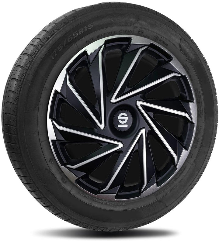 SPARCO Satz Radzierblenden Varese 16-Zoll Silber/Schwarz, 36.5 x 17.2 x 36.5 cm