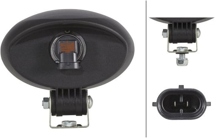 HELLA - Halogen-Arbeitsscheinwerfer - Oval 100 - 12V - Anbau/geschraubt - stehend/schwenkbarer Monta