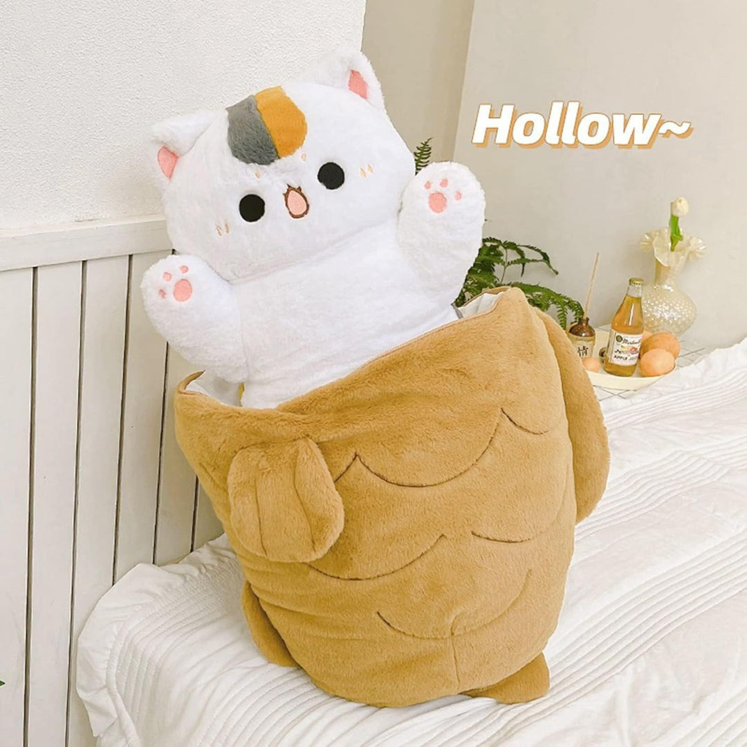 shownicer Plüschtier Katze Kuscheltier Kätzchen Fisch 2 in 1 Stofftier Kawaii Katze Plüsch Kissen Sp