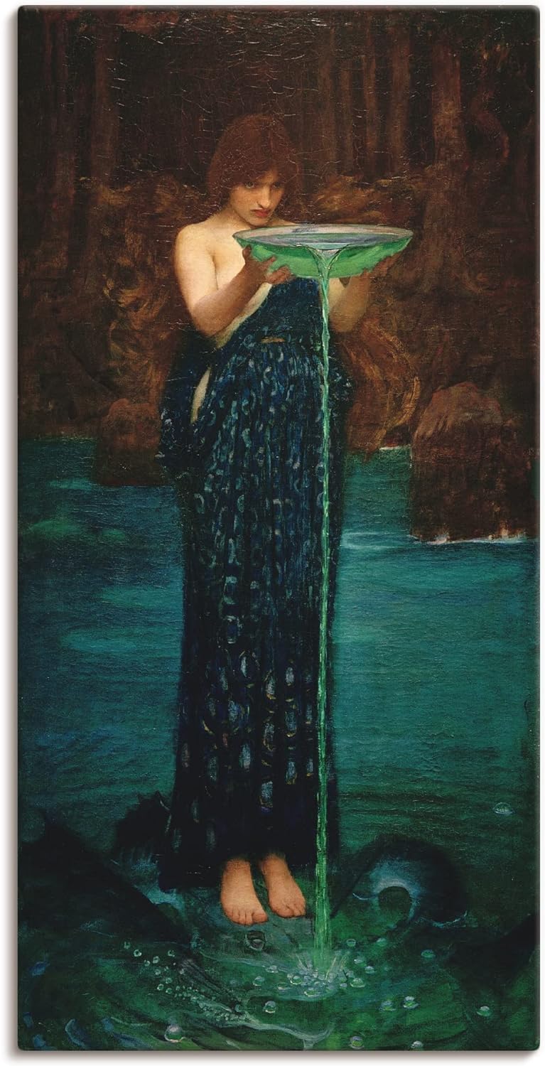 ARTland Leinwandbilder Wandbild Bild auf Leinwand 50x100 cm Wanddeko Frau See Schale Wasser Gift Ovi