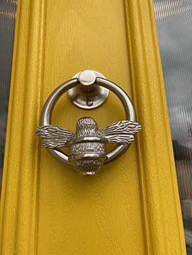 Türklopfer aus Satin, Bienenring aus poliertem massivem Messing, Satin-Klopfer mit Schliessblech, UP