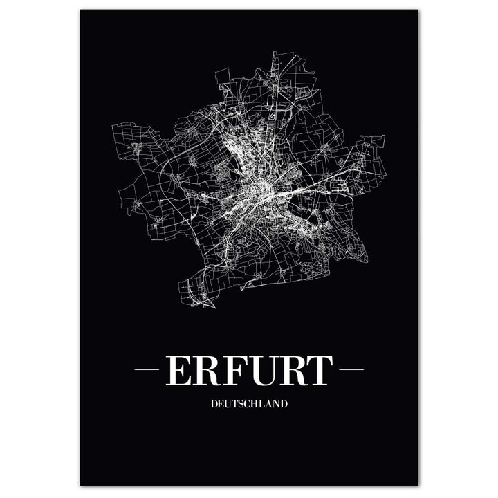 JUNIWORDS Stadtposter, Erfurt, Wähle eine Grösse, 60 x 90 cm, Poster, Schrift A, Schwarz 60 x 90 cm