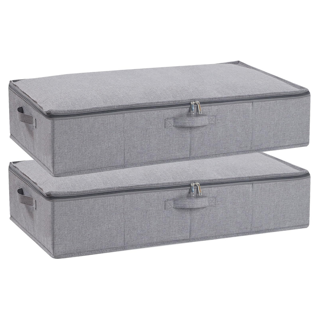 2 Stück Unterbettkommode, Faltbare Aufbewahrungsbox mit Deckel und Reissverschluss für Bettdecken De