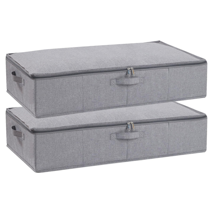 2 Stück Unterbettkommode, Faltbare Aufbewahrungsbox mit Deckel und Reissverschluss für Bettdecken De
