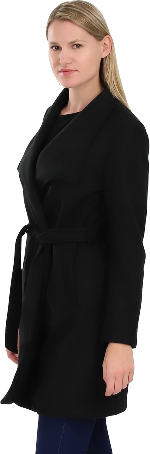 malito – Damen Trenchcoat einfarbig mit Gürtel & Taschen – klassischer Mantel für Herbst & Winter –