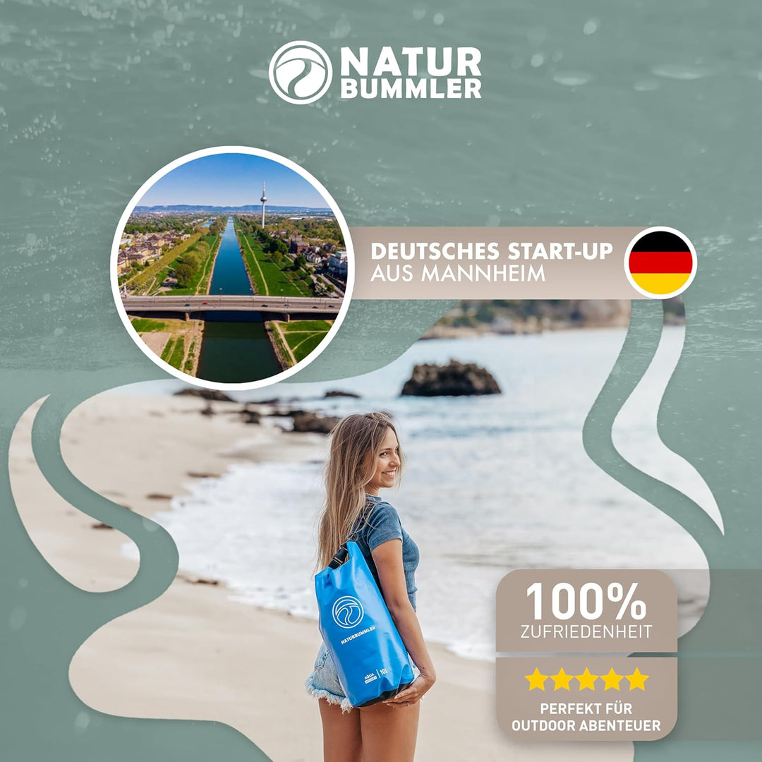 NATURBUMMLER Dry Bag 20L [Aqua Secure+] 100% wasserdichte Tasche mit Schultergurt & Rucksackfunktion