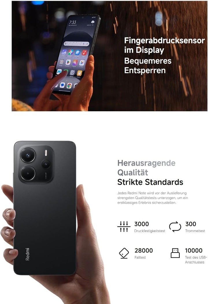 Xiaomi Redmi Note 14 Smartphone, 8 + 256GB, Blue, 108MP AI-Kamerasystem, 5500mAh Akku, 120Hz Augensc