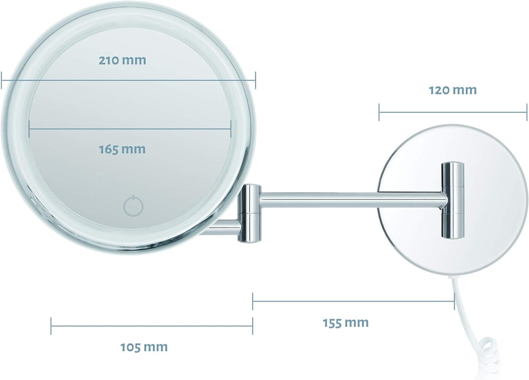 Libaro LED Kosmetikspiegel Siena Vergrösserungsspiegel 7 Fach Wandmontage Dimmerfunktion Auto-Off (m