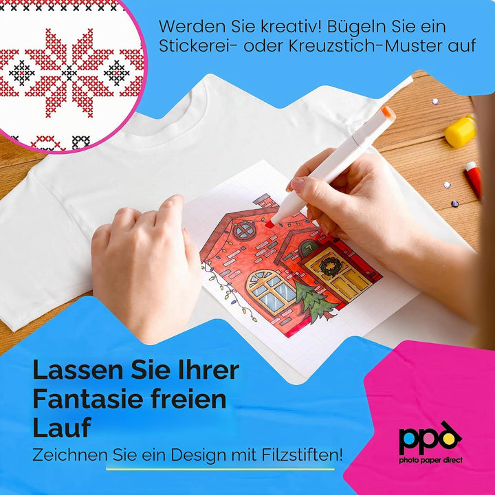 PPD 70xA4 Inkjet Premium Transferpapier Hell/Dunkel, für Bügeleisen und Transferpresse PPD-5-70