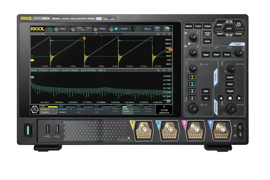 RIGOL DHO4204 Digitaloszilloskop, 4 analoge und 1 EXT-Kanal, 12 Bit, 200 MHz, 4 GSa/s, 1.500.000 wfm