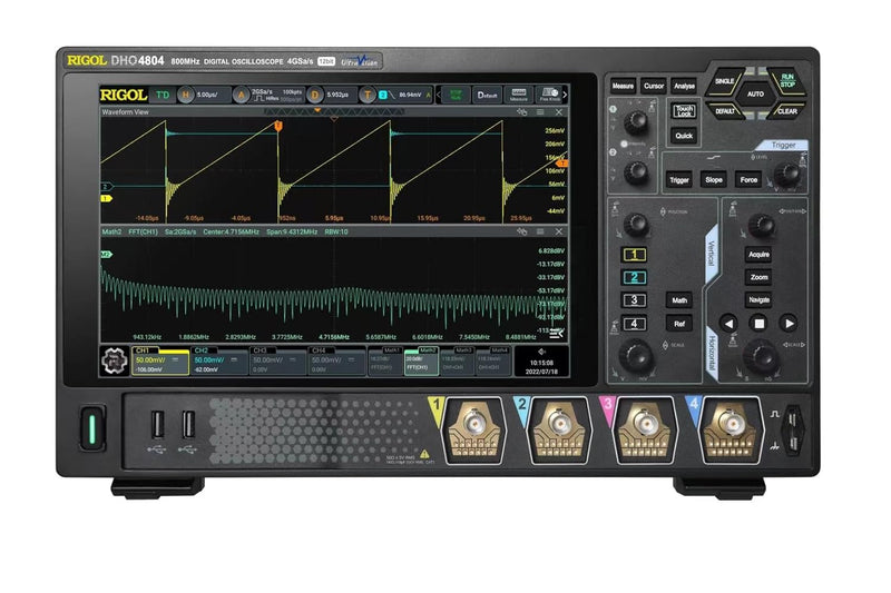 RIGOL DHO4204 Digitaloszilloskop, 4 analoge und 1 EXT-Kanal, 12 Bit, 200 MHz, 4 GSa/s, 1.500.000 wfm