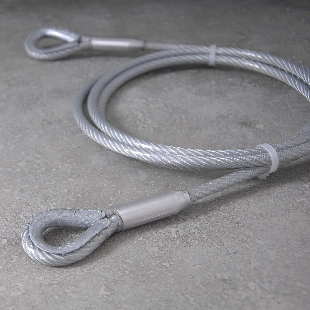 Drahtseile24 Stahlseil ummantelt mit Kauschen, Drahtseil ummantelt mit Kausche – Schlaufenkabel, Sta