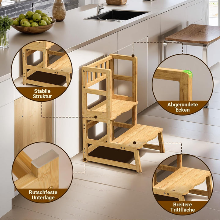 COSYLAND Lernturm ab 1 Jahr & 2 Jahre – Montessori Lernturm für Kinder – Sicherer Learning Tower & T