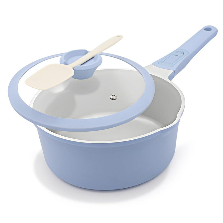 Keramik Stielkasserolle 20 cm mit Deckel, 2.5L Antihaft-Keramikbeschichtung Kasserolle mit Abnehmbar