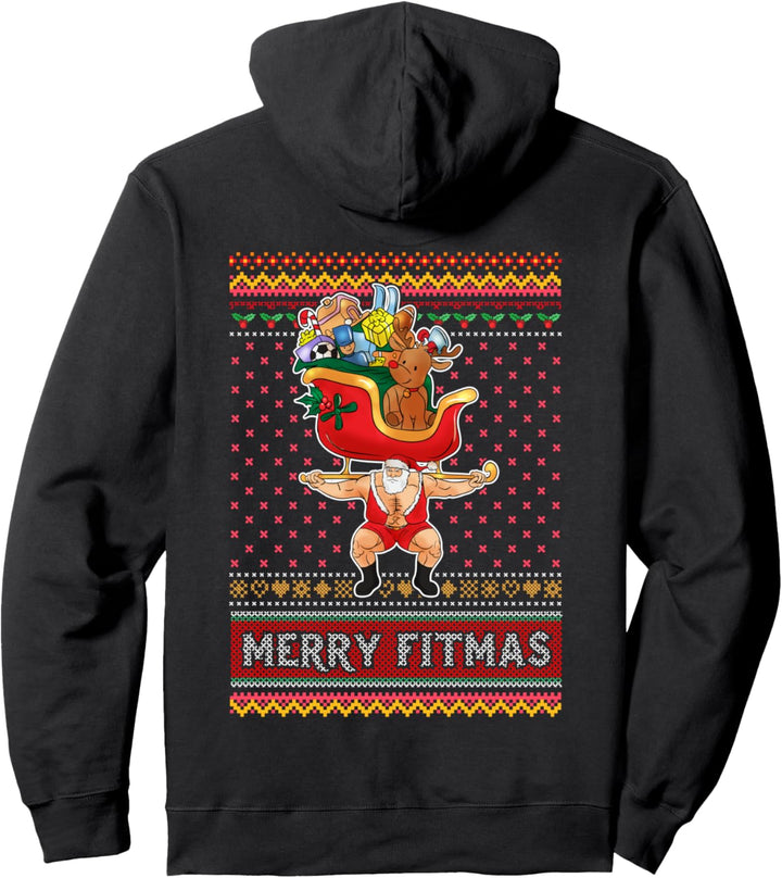 Ugly Christmas Merry Fitmas Weihnachtsmann Fitness Übung Pullover Hoodie
