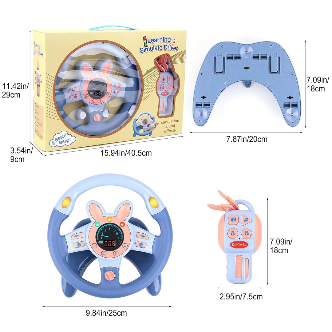 deAO Kinder Lenkrad Spielzeug mit 360° Kinder Simulierter Fahrsimulator Auto Simulation Spielzeug fü