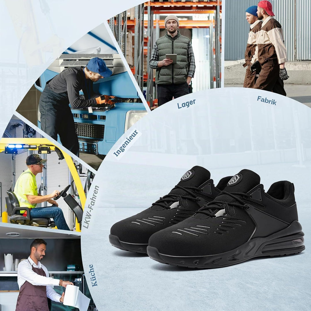 LARNMERN PLUS Wasserdicht Arbeitsschuhe rutschfest SRC Mid-Top Sicherheitsschuhe Herren Damen Komfor
