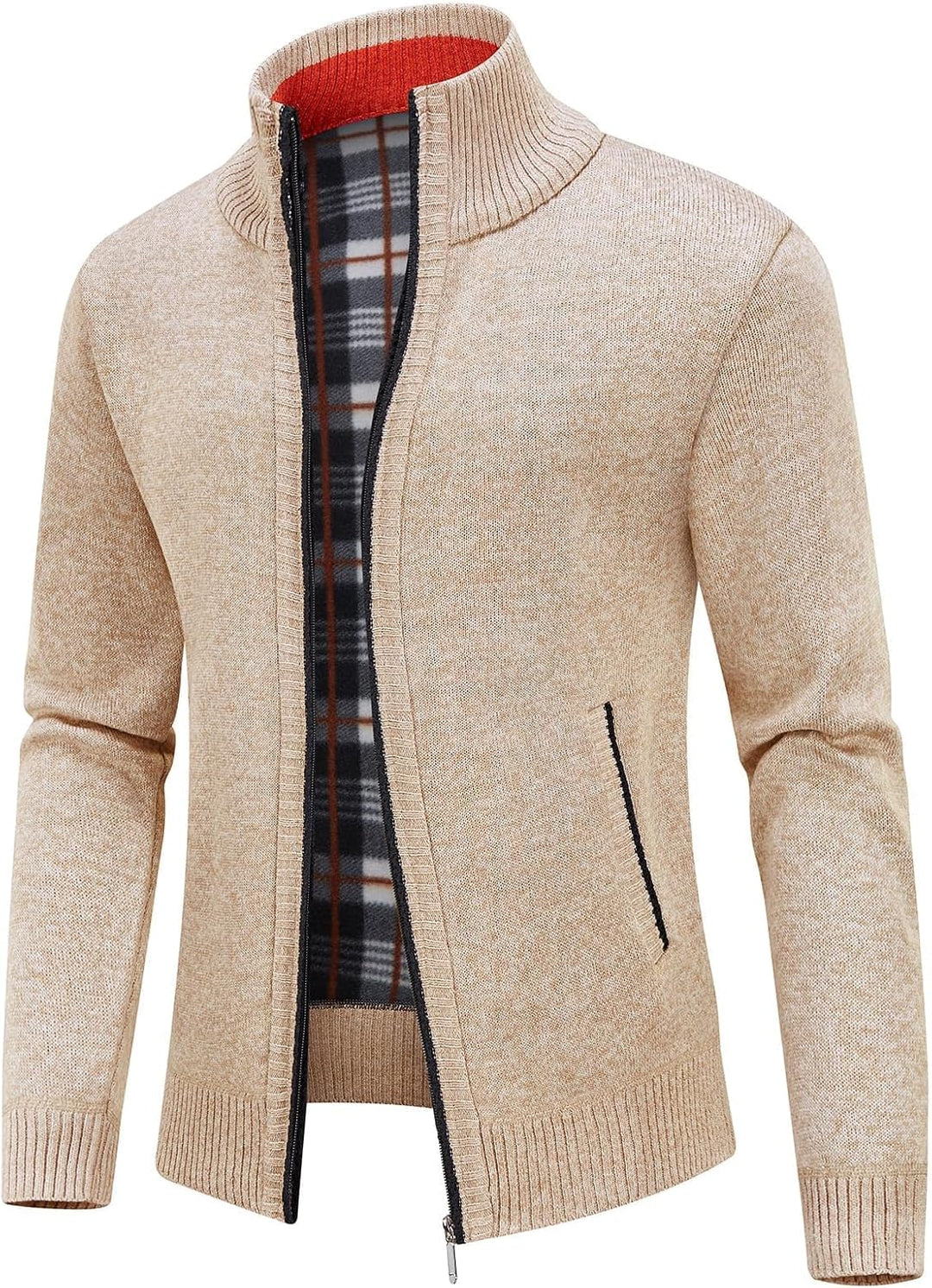 KUDORO Strickjacke Herren Cardigan Trachtenjacke mit Reissverschluss Gestrickt Wintermantel Strickja