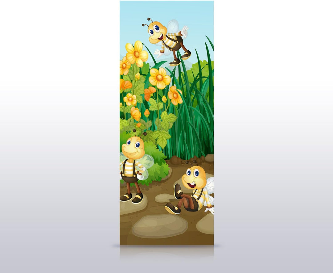 wandmotiv24 Türtapete Bienen im Garten 80 x 200cm (B x H) - Dekorfolie selbstklebend Sticker für Tür