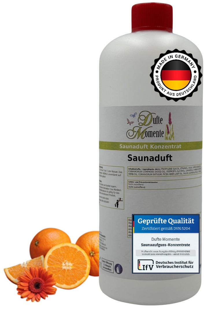 Dufte Momente Saunaaufguss-Konzentrat Orange – 1 Liter – fruchtig & belebend – konzentriert & ergieb