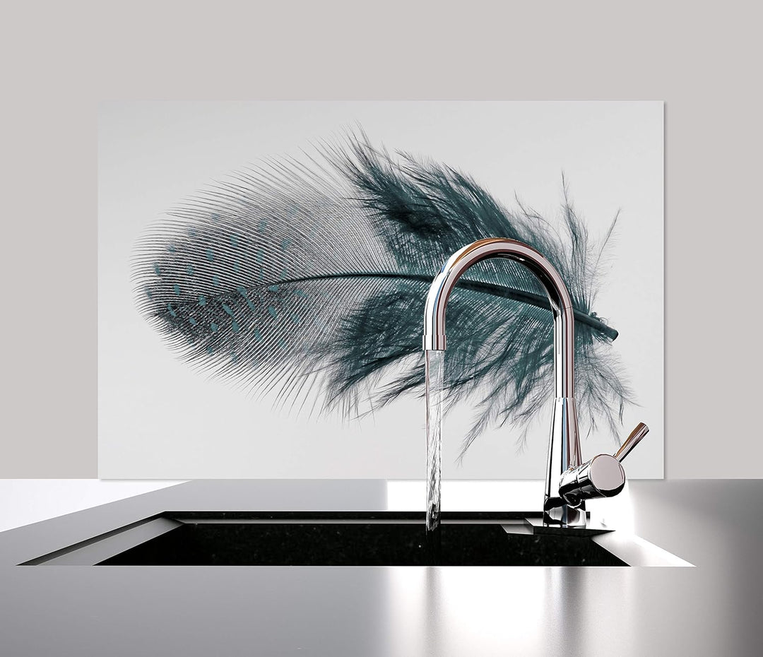 Cuadros Lifestyle Küchen Spritzschutz „Die Feder“ 60x40 cm | Küchenrückwand | Alu-Dibond | Fliesensc