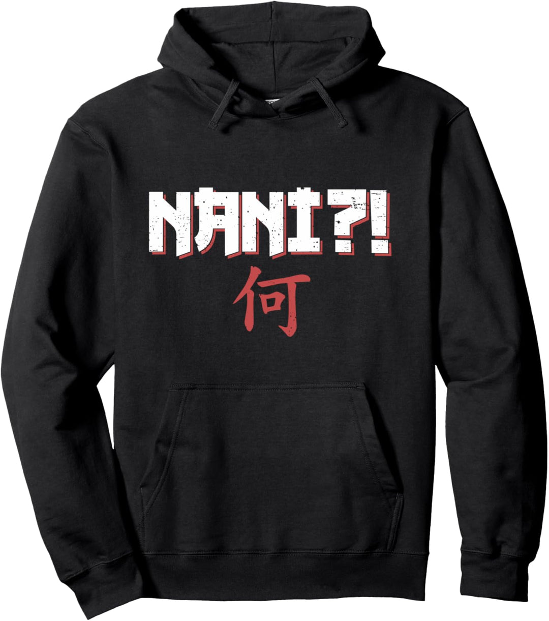 Nani?! Anime Lover Gift Japanese Character Symbol Distressed Pullover Hoodie