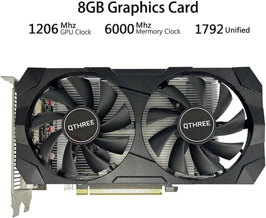 QTHREE Radeon RX 560xt 8GB GDDR5 128-bit Grafikkarte, HDMI, DVI-D, DisplayPort, Grafikkarten PC für