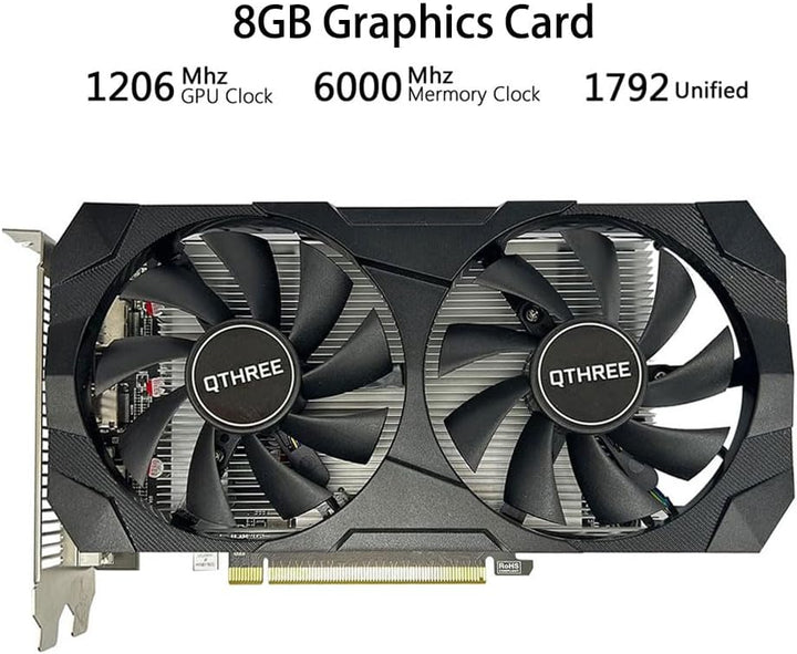 QTHREE Radeon RX 560xt 8GB GDDR5 128-bit Grafikkarte, HDMI, DVI-D, DisplayPort, Grafikkarten PC für