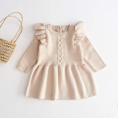 FYMNSI Kinder Baby Mädchen Strick Pullover Kleid Herbst Winter Warm Langarm Strickkleid Gestrickte P