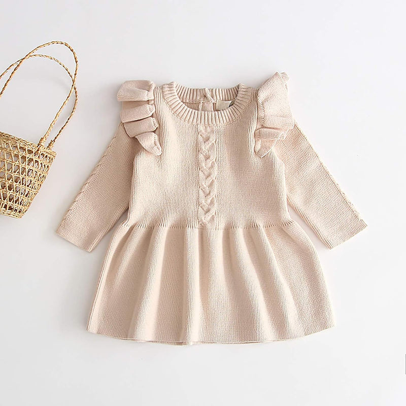 FYMNSI Kinder Baby Mädchen Strick Pullover Kleid Herbst Winter Warm Langarm Strickkleid Gestrickte P