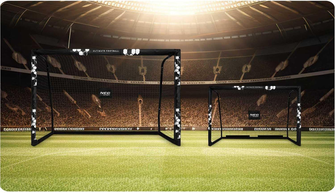 Neo-Sport Fussballtor Fussball Tor für Kinder und Erwachsene Mit Schutzhülle 300 x 200 x 120 cm Schw