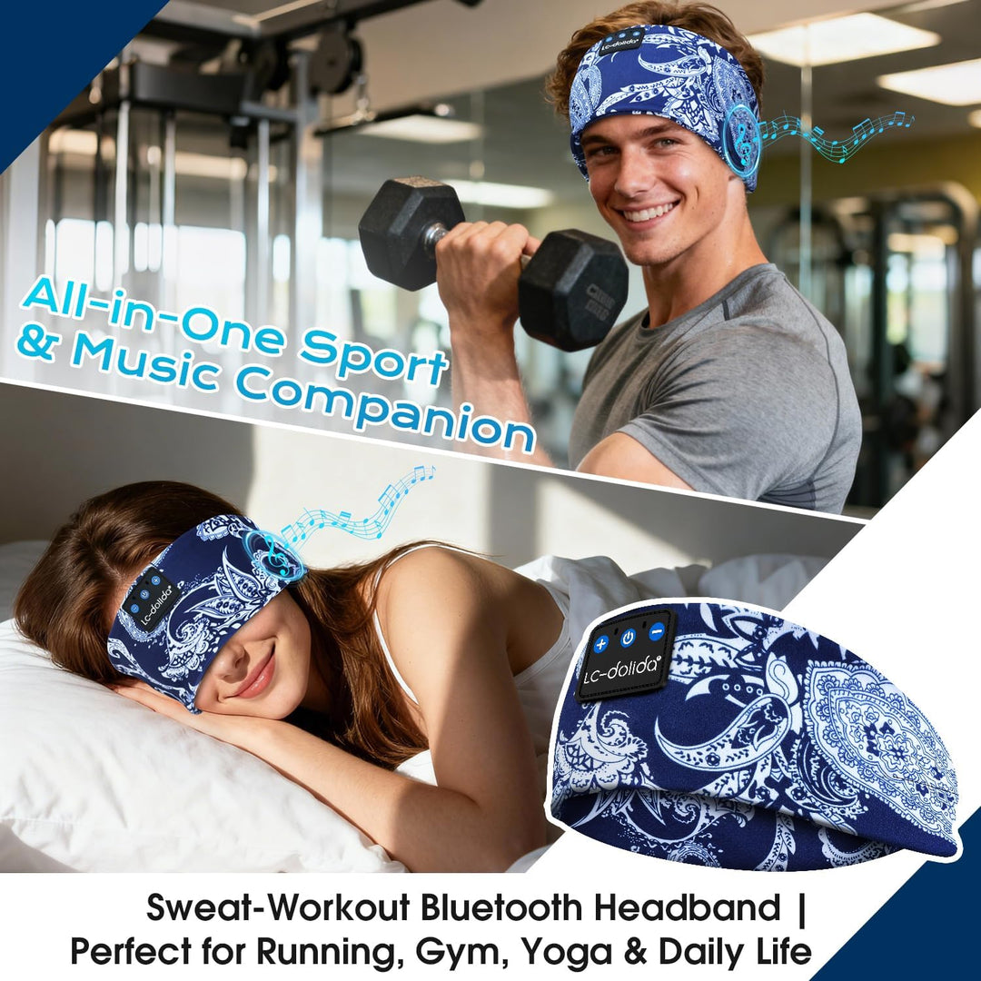LC-dolida Schlafkopfhörer Bluetooth Schlafen Kopfhörer, Kabellos Sport-Kopfhörer Stirnband 15+ Stund