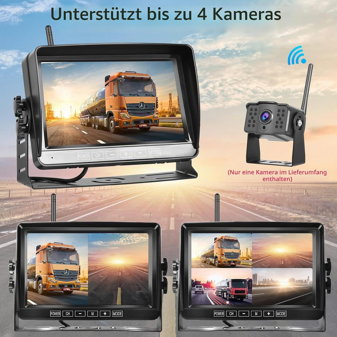 Hodozzy Kabellos Rückfahrkamera Set DVR, 7-Zoll-Color-LCD-Monitor, Wireless Backup Auto Kamera Video