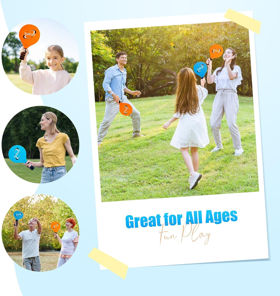 U&amp;C Planet Beachball Set Paddle Ball Spiel Strandschlägerset aus Holz Schläger Spiel für Kinder&amp;Fami