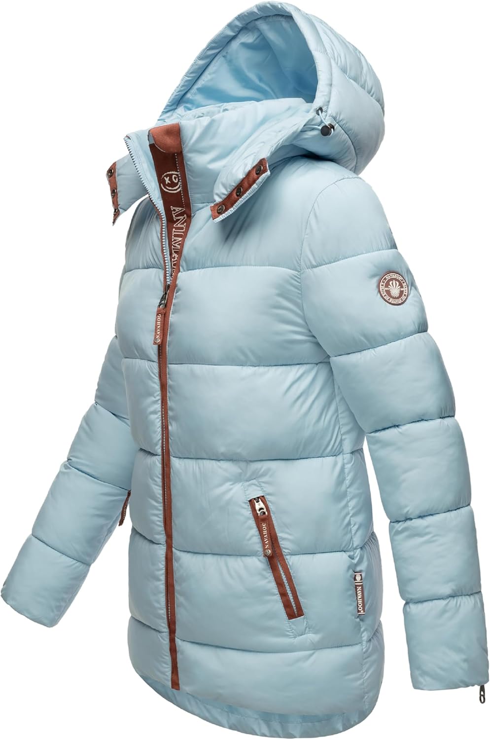 Navahoo Damen kurze Winterjacke Steppjacke warm mit abnehmbarer Kapuze aus recycelten Materialien Wa