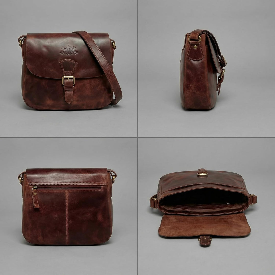 SID & VAIN Schultertasche Yale aus Premium Leder I Handtasche Schultergurt für Damen I Umhängetasche