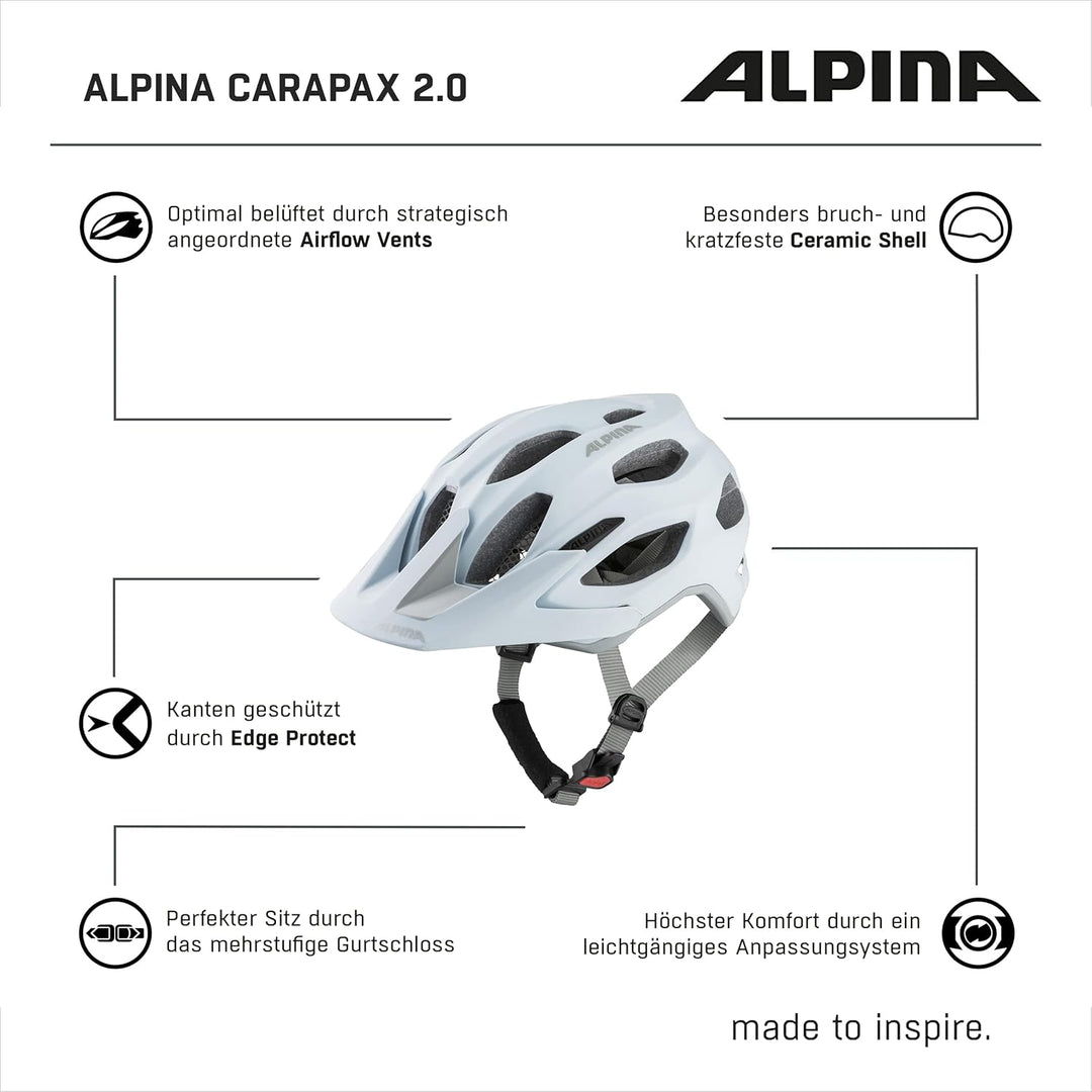 ALPINA CARAPAX 2.0 - Leichter, Stabiler & Komfortabler Fahrradhelm Mit Fliegennetz & Antibakterielle