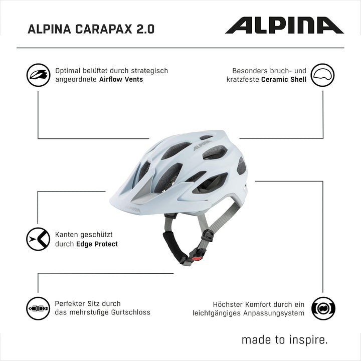 ALPINA CARAPAX 2.0 - Leichter, Stabiler & Komfortabler Fahrradhelm Mit Fliegennetz & Antibakterielle