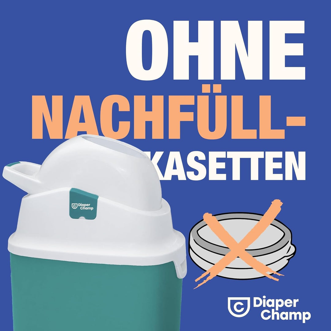 Geruchsdichter Windeleimer Diaper Champ ONE Windelbehälter funktioniert mit normalen Tüten Müllbeute