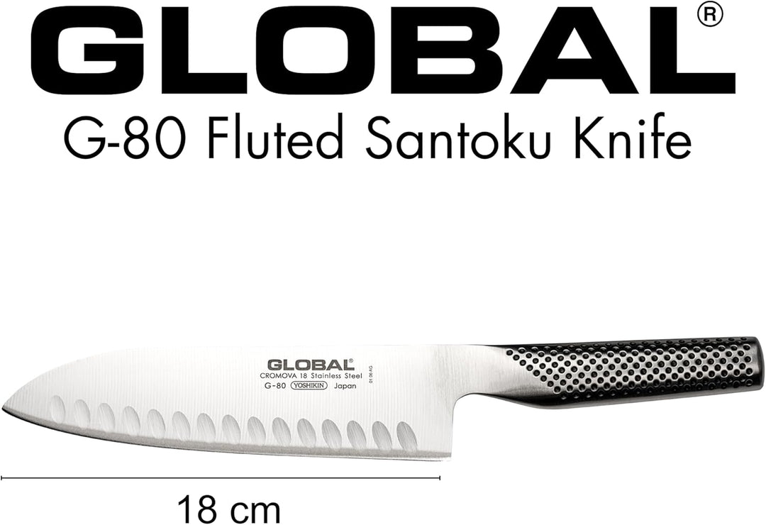 Global Knives G-80 Santokumesser mit 18 cm Klinge, CROMOVA 18