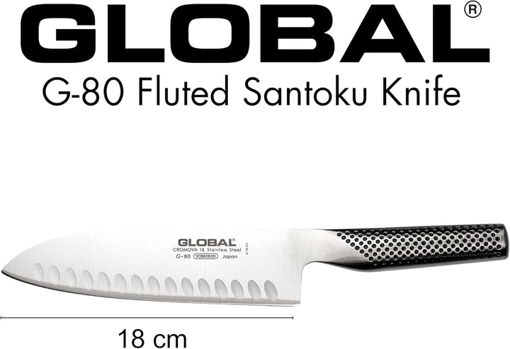 Global Knives G-80 Santokumesser mit 18 cm Klinge, CROMOVA 18