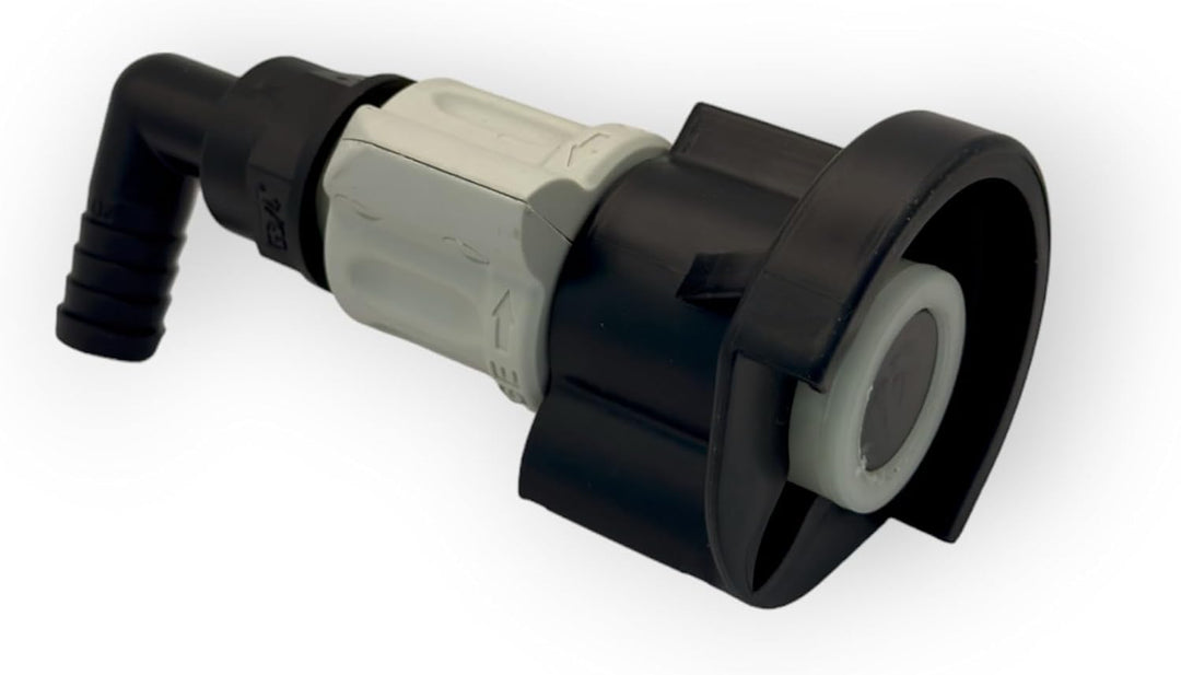 Piusi SEC-Anschluss für AdBlue/DEF- und Wasserfässer mit 90° Ausgang und 3/4"-Schlauchhalter | F1545